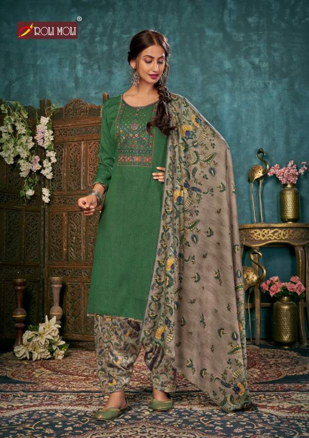 Roli Moli Vaidehi Latest Regular Wear Patiyala Pashmina Dress Material Collection